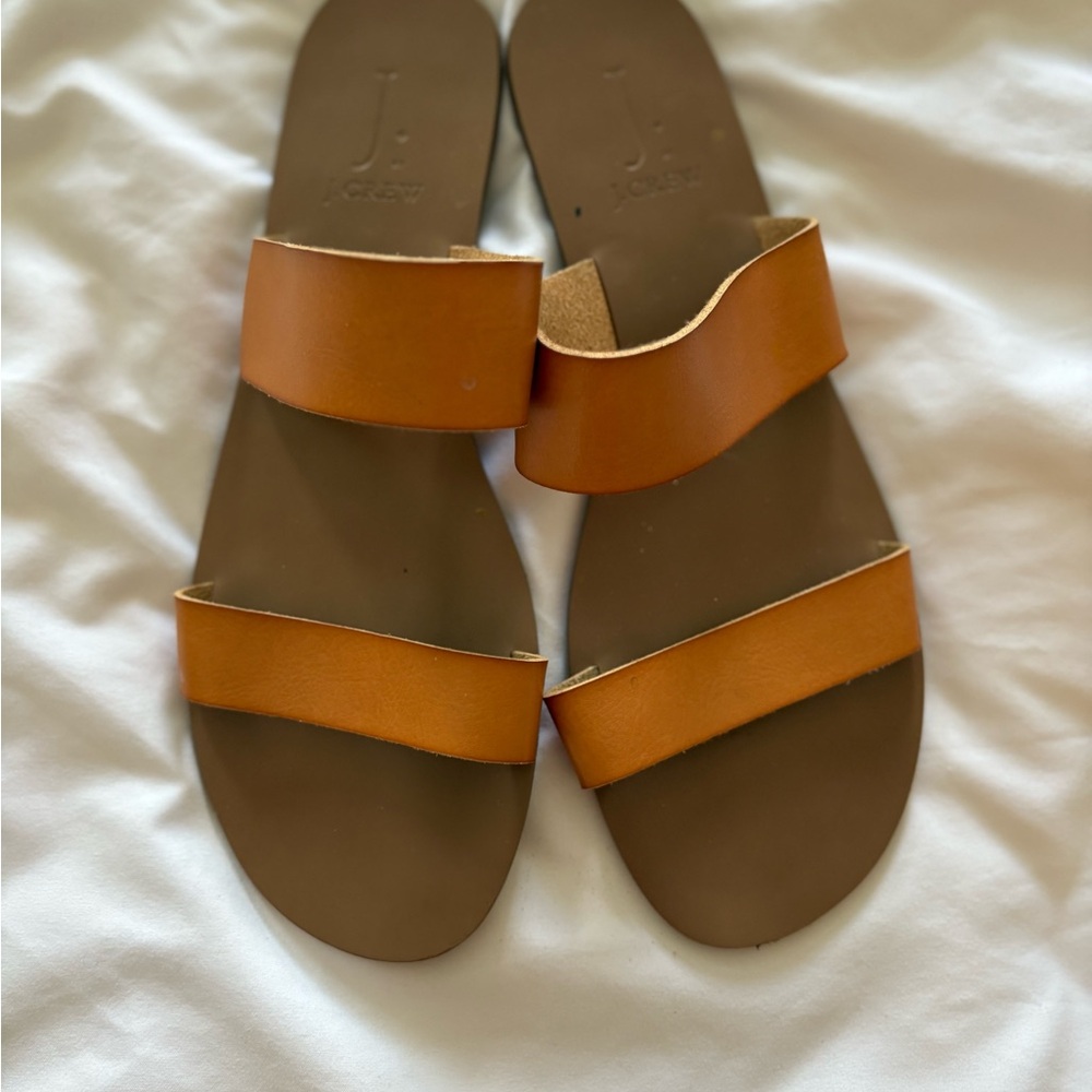 J. Crew Women's Brown Leather Slide Sandals